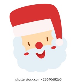 Flat Santa Claus Head Character. Christmas Event. Vector Illustration