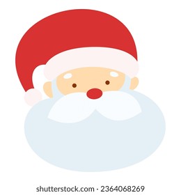 Flat Santa Claus Head Character. Christmas Event. Vector Illustration