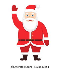 Flat Santa Claus vector character waving his hand cartoon Christmas holiday eps 10