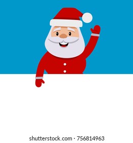 Flat Santa Clause Greeting Card With a Space for Text. Vector Illustration