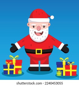 FLAT SANTA WITH GIFTS VECTOR DESIGN svg