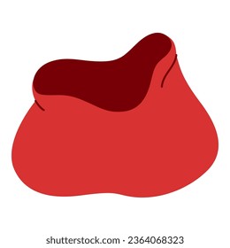 Flat Santa's Gift Bag Element. Christmas Event. Vector Illustration