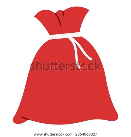 Flat Santa's Gift Bag Element. Christmas Event. Vector Illustration