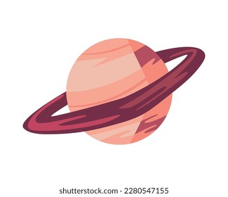 flat saturn planet over white