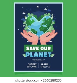 Flat Save Our Planet Eco poster
