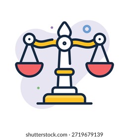Ícone de escala plana representando justiça, igualdade e ética empresarial
