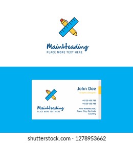 Flat Scale and pen  Logo and Visiting Card Template. Busienss Concept Logo Design