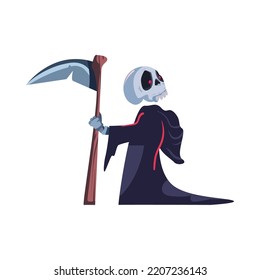 flat scary grim reaper over white
