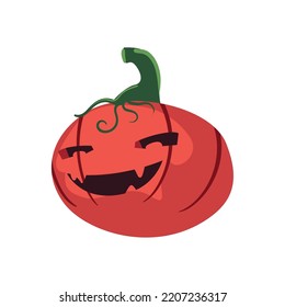 flat scary pumpkin over white