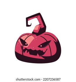 flat scary pumpkin over white