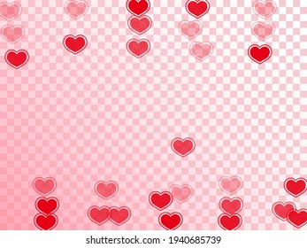 Flat scattered hearts flying vector illustration. Romantic February 14 backdrop. Framed hearts love passion symbols isolated on white background. Anniversary simple decor.