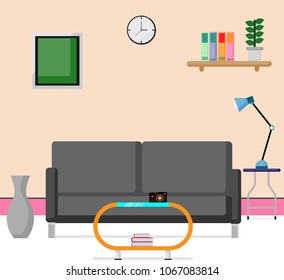 Flat Scene Design Inteior reception room.