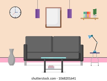 Flat Scene Design Inteior reception room