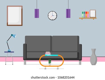 Flat Scene Design Inteior reception room