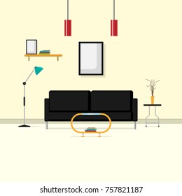 Flat Scene Design Interior, Vector illustration