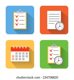 Flat schedule icons. Vector illustration