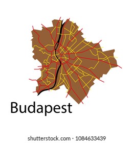 Flat scheme of the Budapest, Hungary. City Plan of Budapest. Vector illustration