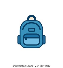 Flat school backpack icon for students, education supplies, and learning materials