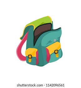 Flat school backpack isolated on white background. Vector illustration.