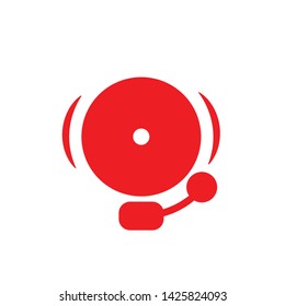 flat school bell, alarm fire, icon symbol sign, logo template, vector, eps 10
