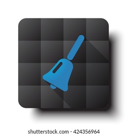 Flat School Bell icon on black app button with drop shadow