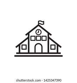 flat school building icon symbol sign, logo template, vector, eps 10