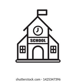 flat school building icon symbol sign, logo template, vector, eps 10