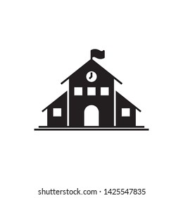 flat school building icon symbol sign, logo template, vector, eps 10