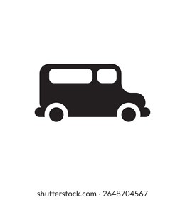  flat school bus icon. Simplified school van graphic, ideal for education or transport tools.