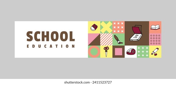 Horizontale Bannergrafik für flache Schulbildung