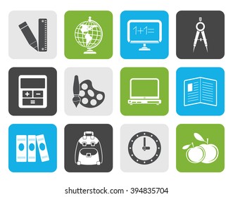 Flat School and education icons - vector icon set 
