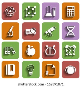 Flat School Icons Set With Shadow Vol 2