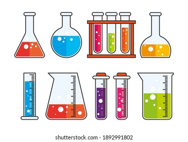 Flat Science and Education Circle Icons Set with long Shadow. Flat Style Vector Illustrations. Back to School. Collection of Chemistry Biology Physics Astronomy and Research Circle Icons