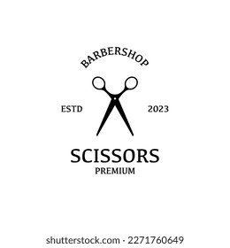 Ilustración vectorial del logotipo de la barbería de tijeras planas