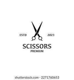 Flat scissors barber shop logo design vector illustration