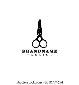 Flachschere Logo-Cartoon Design-Symbol Moderne schwarze Vektorgrafik