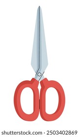 Flat scissors with red handles on a white background. Clipart scissors school supplies.