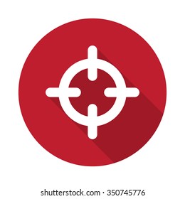 Flat Scope icon with long shadow on red circle