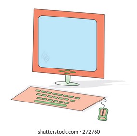 flat screen monitor with keyboard and mouse