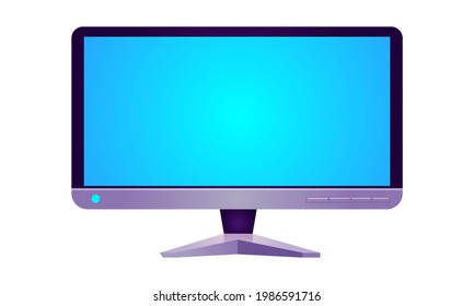 Flat screen PC icon monitor on white background, vector illustration