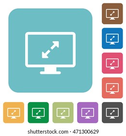 Flat screen resolution icons on rounded square color backgrounds.