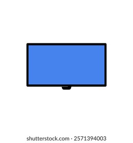 Flat Screen Television In Flat Vector Illustration Symbolizing Home Entertainment, Technology, And Media Consumption, Isolated On White Background