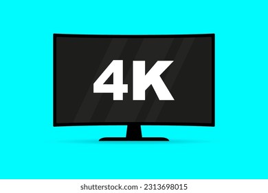 Flat screen tv with 4k Ultra HD video technology. Digital wide television concept. Led television display with high definition digital tech symbol.  Idea of wide screen computer monitor svg
