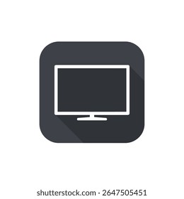 Flat Screen TV Icon with Long Shadow