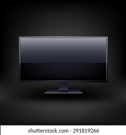 Flat screen TV isolated on white background.