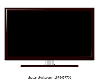 Pantalla plana tv lcd pantalla en soporte, ilustración vectorial de plasma realista.