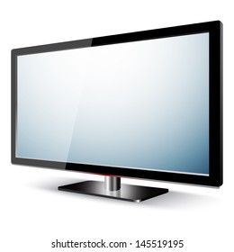 Flat Screen Tv Lcd, Plasma Realistic Vector Illustration.