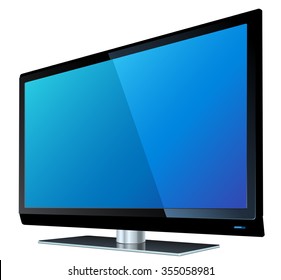 Flat Screen Tv Lcd, Plasma Realistic Vector Illustration.