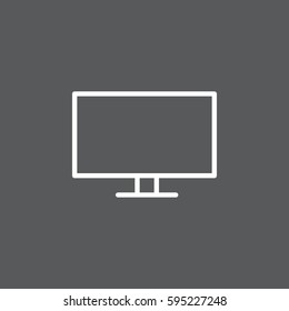Flat Screen TV line icon, outline vector sign, linear white pictogram. Symbol, logo illustration. Editable stroke. Pixel perfect