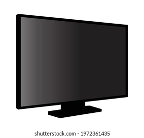 Flat Screen TV Modern Side View (Vector Illsutration)